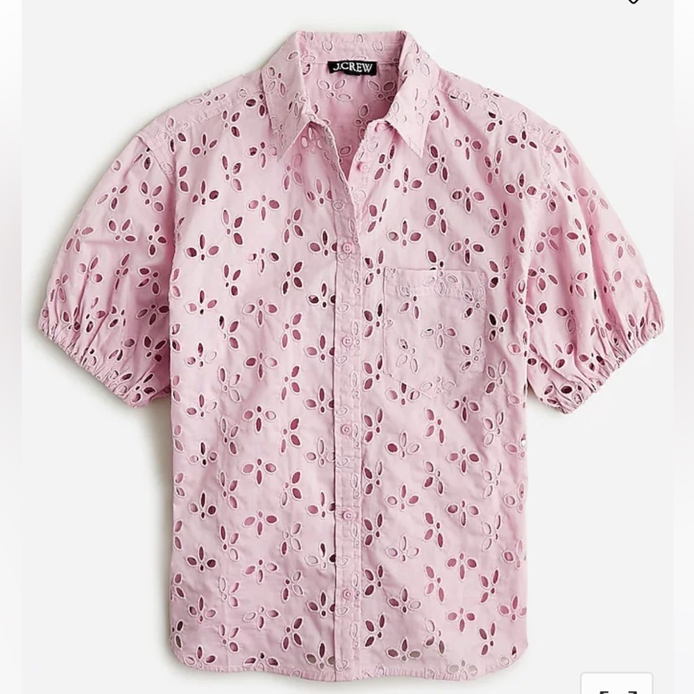 J. Crew Spring garden top shirt eyelet BQ223 Pale Orchid Pink 6